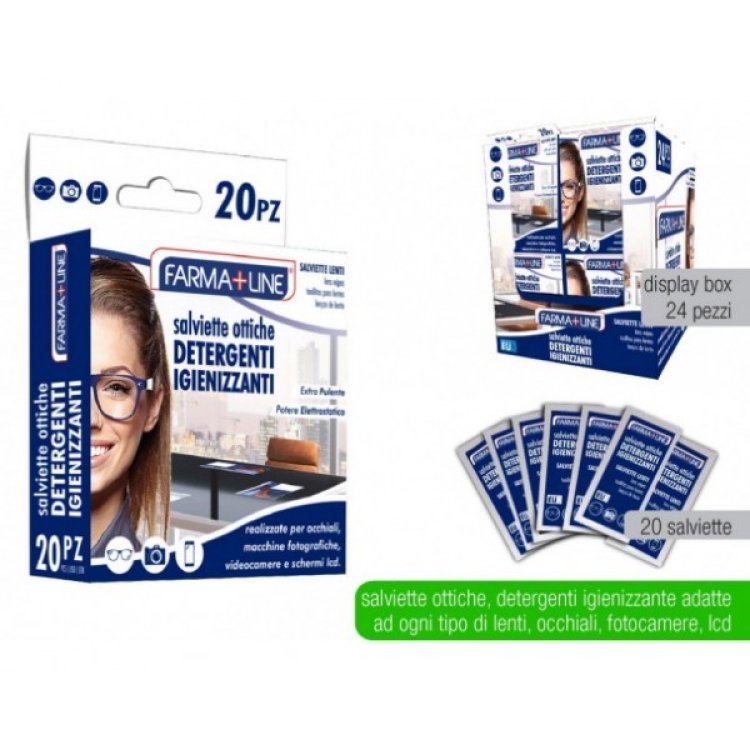 Farmaline Salviette Occhiali Detergenti Igienizzanti - 20 Pezzi