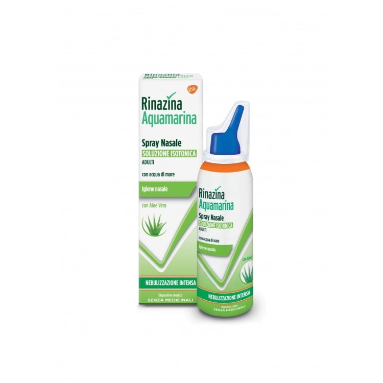 Rinazina Aquamarina Spray Nasale Soluzione Isotonica con Aloe Vera Nebulizzazione Intensa 100 ml