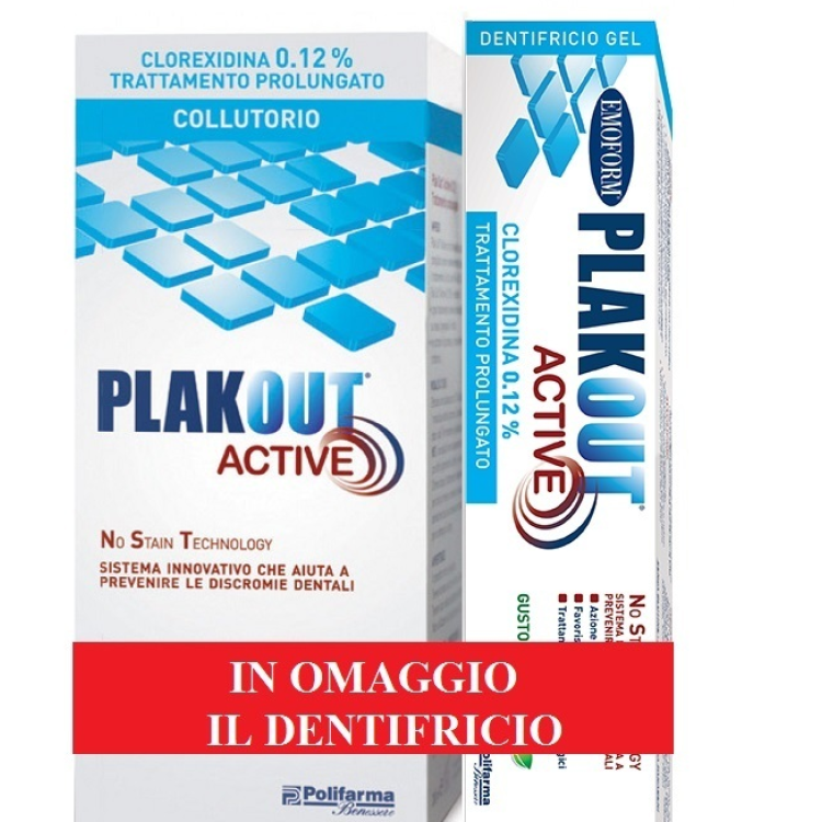 Emo Plakout Active 0,12% Collutorio 200 ml + Emo Plakout Active 0,12% Dentifricio 75 ml