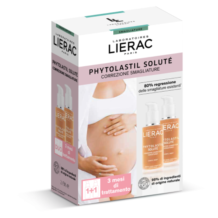 Lierac Duo Phytolastil Soluté - Correzione smagliature da gravidanza, pubertà o variazioni di peso - 2 flaconi da 75 ml