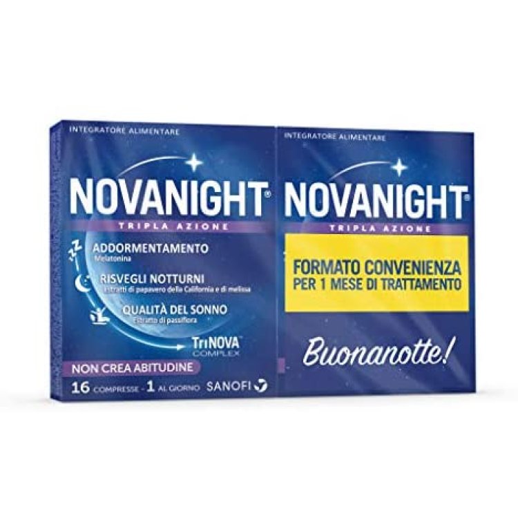 Novanight - Integratore alimentare per insonnia e disturbi del sonno - Bipack 16 compresse + 16 compresse