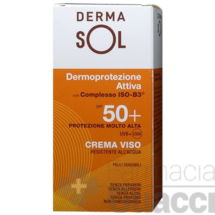 Dermasol Crema Viso SPF 50+ Protezione Solare Molto Alta - con delicato profumo d'arancia - 50 ml