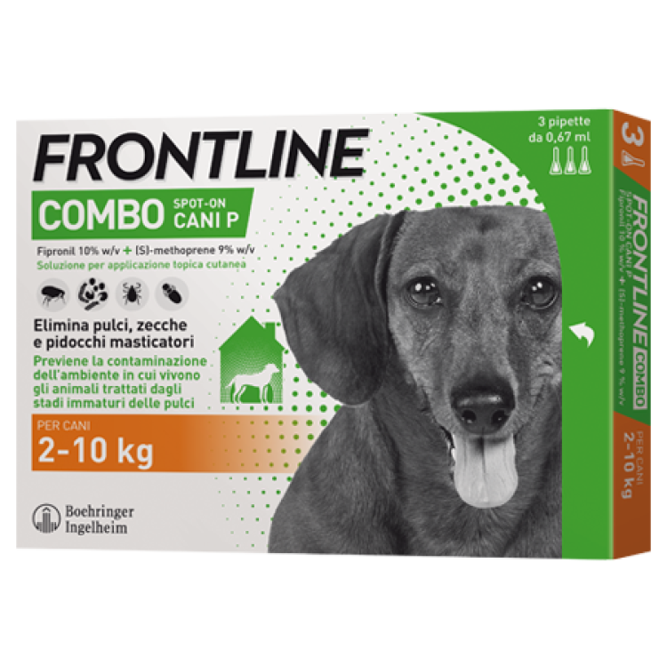 Frontline Combo Cani da 2 a 10 Kg - Pipette antiparassitarie - 3 Pipette monodose da 0,67 ml