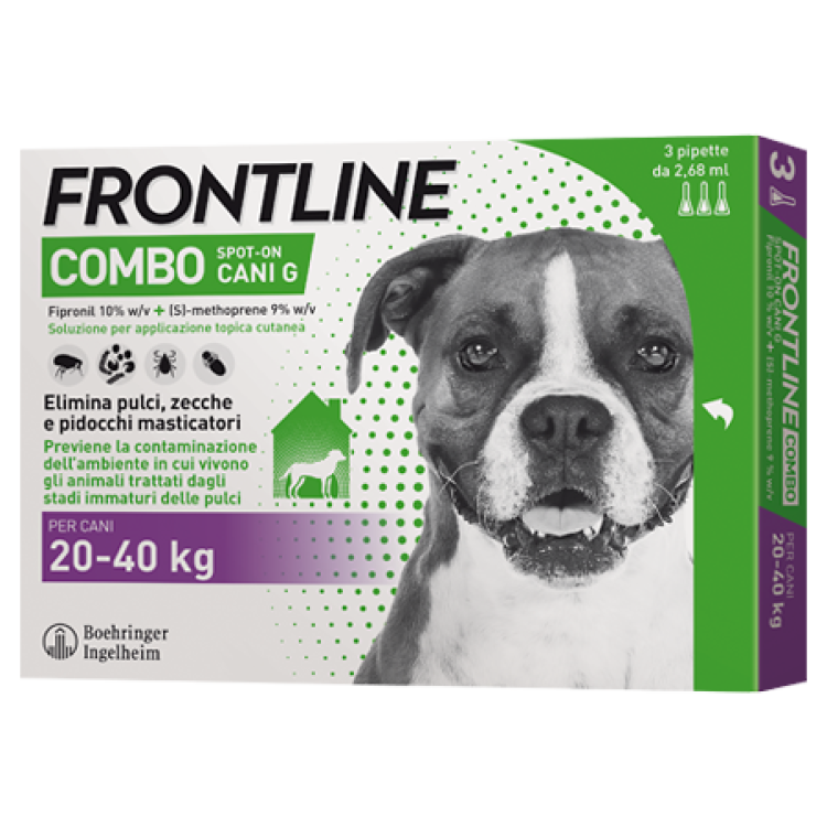 Frontline Combo Cani da 20 a 40 Kg - Pipette antiparassitarie - 3 Pipette monodose da 2,68 ml