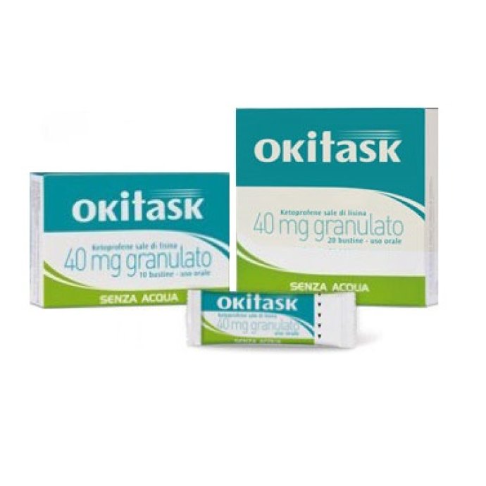 Okitask - Per un rapido sollievo dal mal di testa - Ketoprofene sale di lisina 40mg - Granulato 30 Bustine Okitask - Per un rapido sollievo dal mal di testa - Ketoprofene sale di lisina 40mg - Granulato 30 Bustine