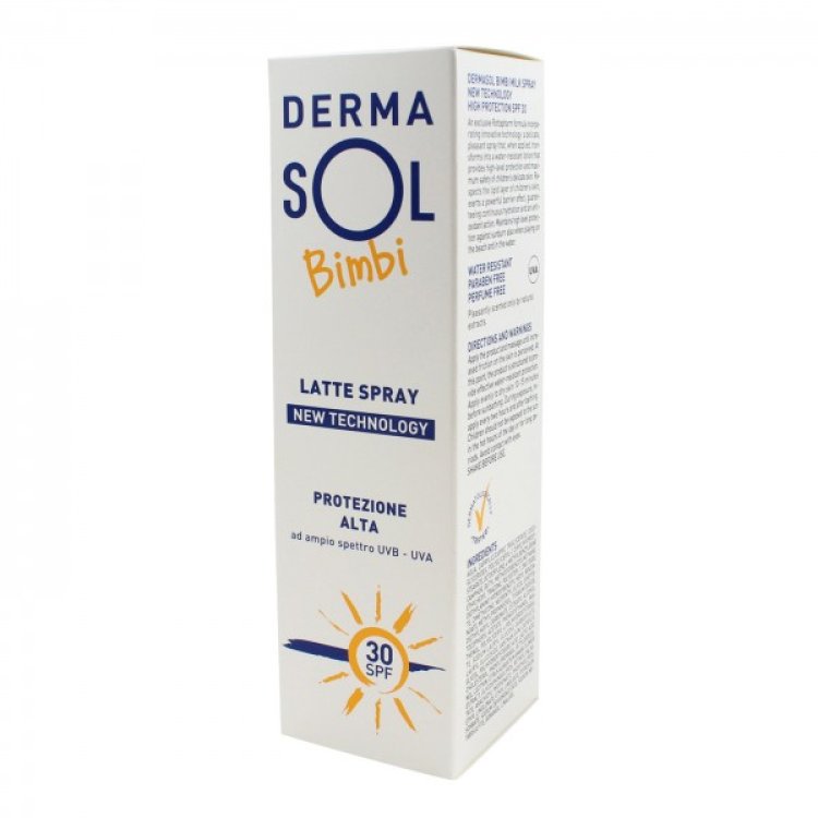 Dermasol Pediatrico Latte Spray Bimbi SPF 30 Protezione Solare Alta 125 ml