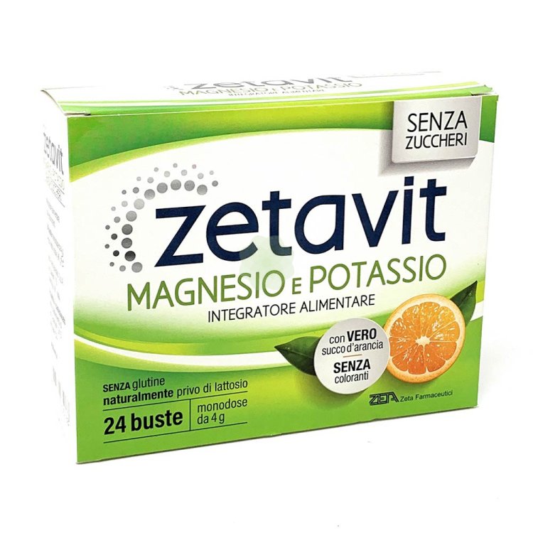 Zetavit Magnesio e Potassio Senza Zuccheri - Integratore alimentare di sali minerali - 24 buste