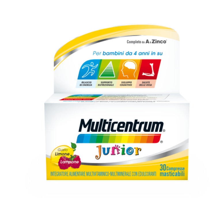 Multicentrum Junior - Integratore multivitaminico e multiminerale per bambini dai 4 anni - 30 compresse masticabili - Promo 
