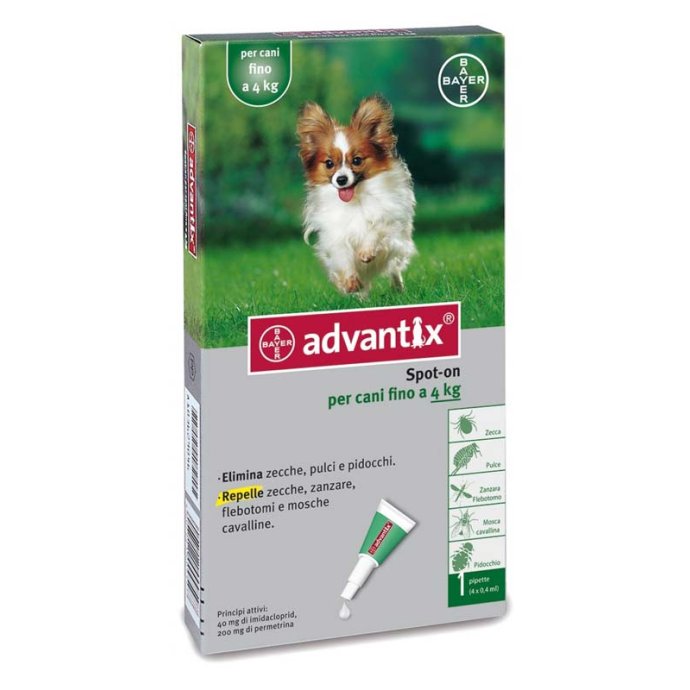 Advantix Spot-On per Cani fino a 4 Kg - Pipette antiparassitarie - 1 pipetta da 0,4 ml