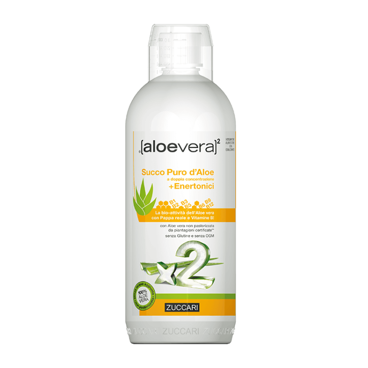 Aloevera 2 Succo Puro d'Aloe + Enertonici - Integratore depurativo ed energizzante - 1000 ml