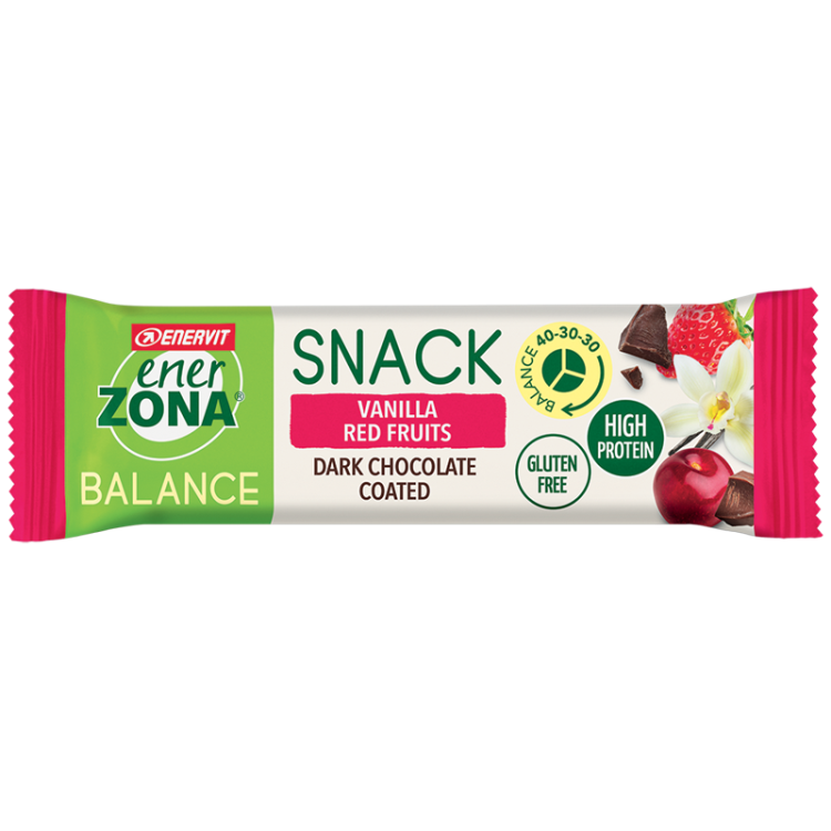 EnerZona Balance Snack Vanilla Red Fruits - Barretta ricca di proteine e fibre - Gusto vaniglia e frutti rossi - 33 g