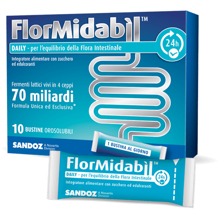 FlorMidabil Daily - Integratore per l'equilibrio della flora intestinale - 10 bustine orosolubili