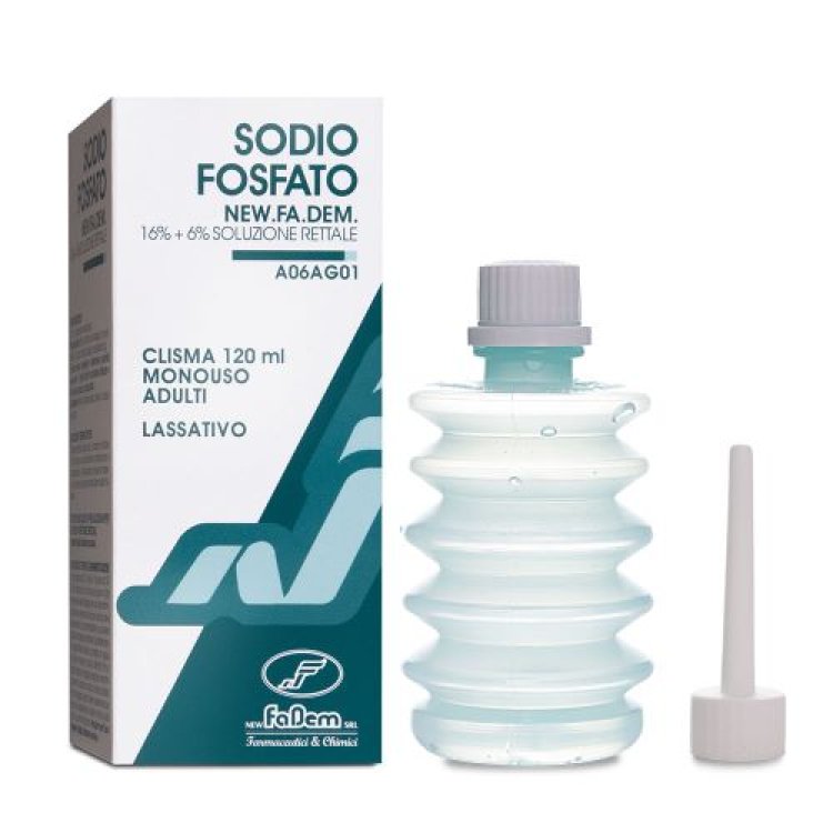 Sodio Fosfato - Clistere monouso ad azione lassativa - Adatto per adulti - 120 ml - Fadem