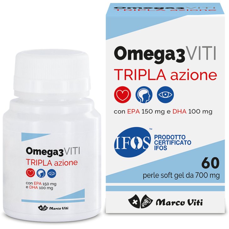 Omega 3 Viti Tripla Azione - Integratore a base di EPA e DHA - 60 perle
