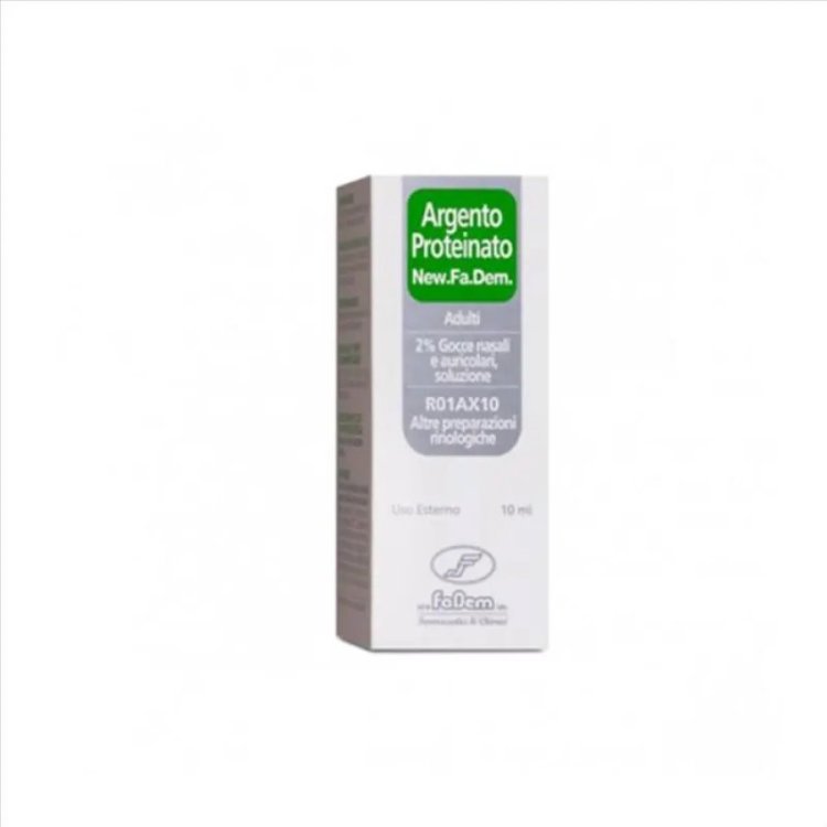 New Fa Dem Argento Proteinato 2% Gocce Nasali e Auricolari Antisettico Decongestionante 10ml