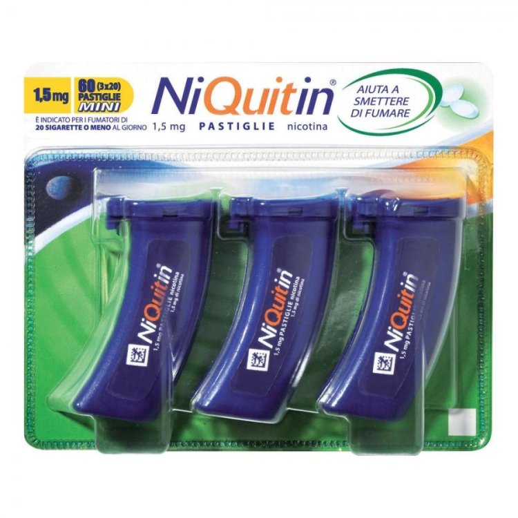 Niquitin Mini Pastiglie Gusto Menta Aiuto Smettere di Fumare 1,5 Mg 60 Pastiglie