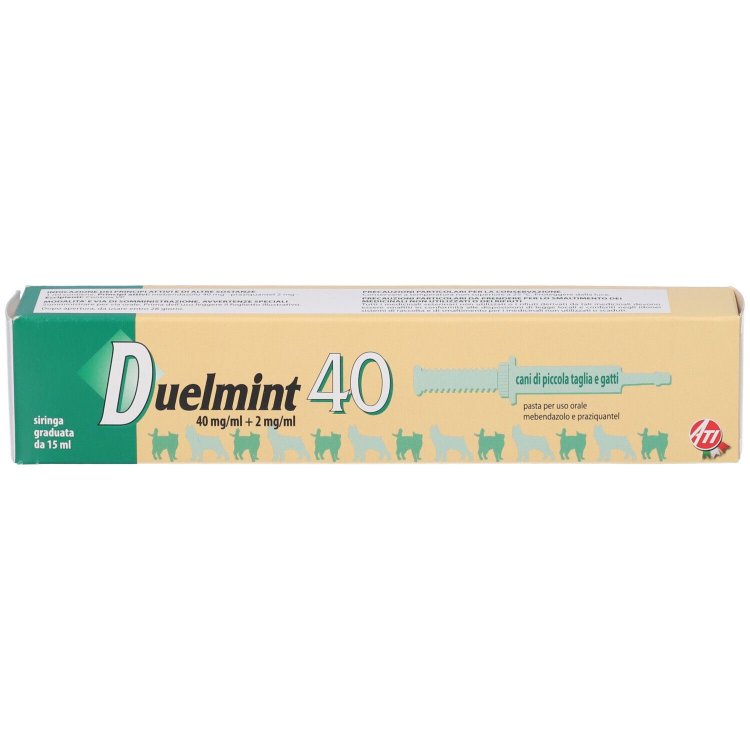 Duelmint 40 Pasta Orale Antielmintica per Cani Piccola Taglia e Gatti, 15ml Duelmint 40 Pasta Orale Antielmintica per Cani Piccola Taglia e Gatti, 15ml