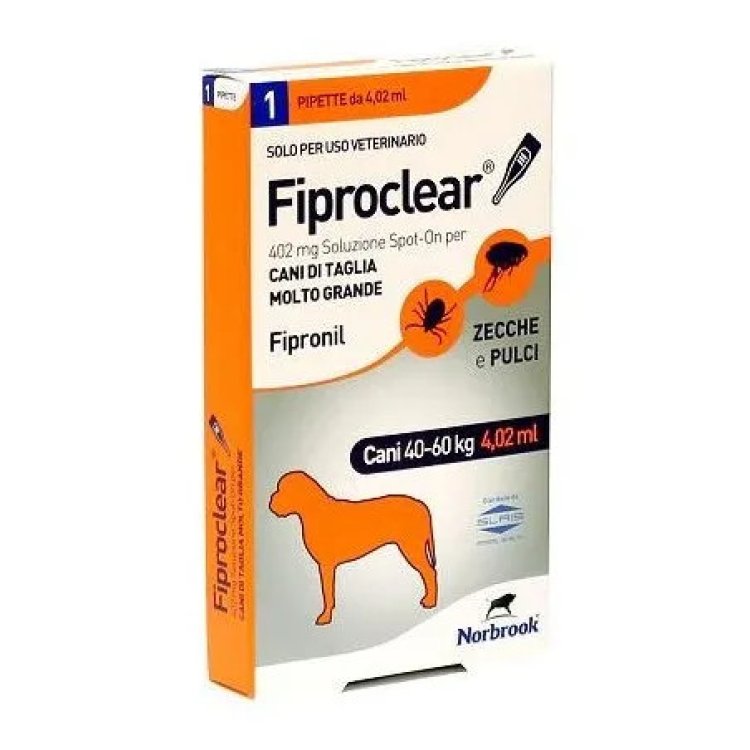 Norbrook Fiproclear Spot-On per Cani 40-60 Kg, Trattamento Pulci e Zecche Norbrook Fiproclear Spot-On per Cani 40-60 Kg, Trattamento Pulci e Zecche