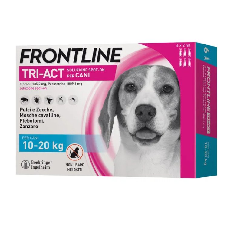Frontline Tri-Act Cani da 10 a 20 kg - Pipette antiparassitarie Contro Parassiti Esterni E Insetti Volanti - 6 pipette monodose