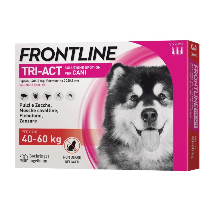 Frontline Tri-Act per Cani da 40 a 60 Kg - Pipette antiparassitarie Contro Parassiti Esterni E Insetti Volanti - 3 pipette monodose
