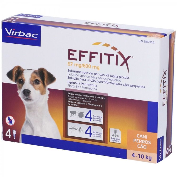 Effitix Spot-On Cani 4-10kg: Antiparassitario per Pulci e Zecche
