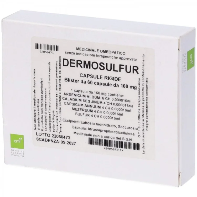Oti Dermosulfur Composto Medicinale Omeopatico per Pelle e Vie Respiratorie 60 Capsule Oti Dermosulfur Composto Medicinale Omeopatico per Pelle e Vie Respiratorie 60 Capsule