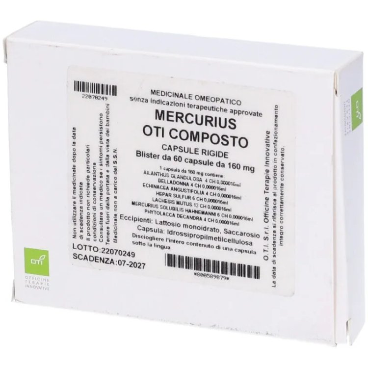 Oti Mercurius Oti Composto Omeopatico Antinfiammatorio 60 Capsule