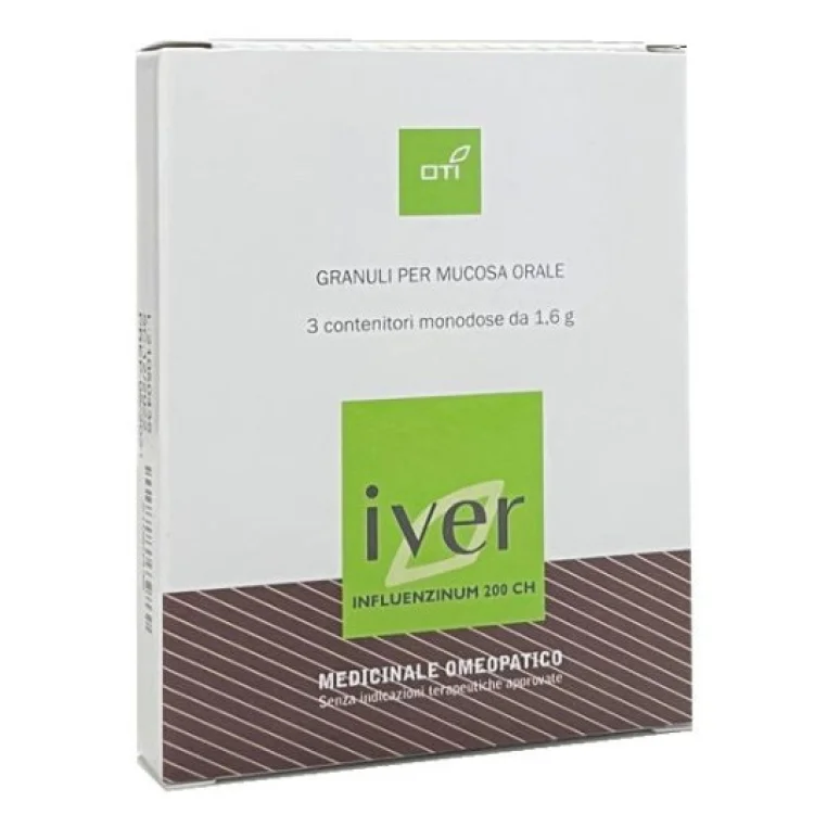 Oti Iver 200CH Globuli Rimedio Omeopatico per Prevenzione Influenzale, 3 Tubi