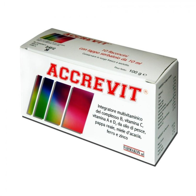 Farmakon Accrevit Integratore Multivitaminico per Bambini Antiastenico 10 Flaconcini