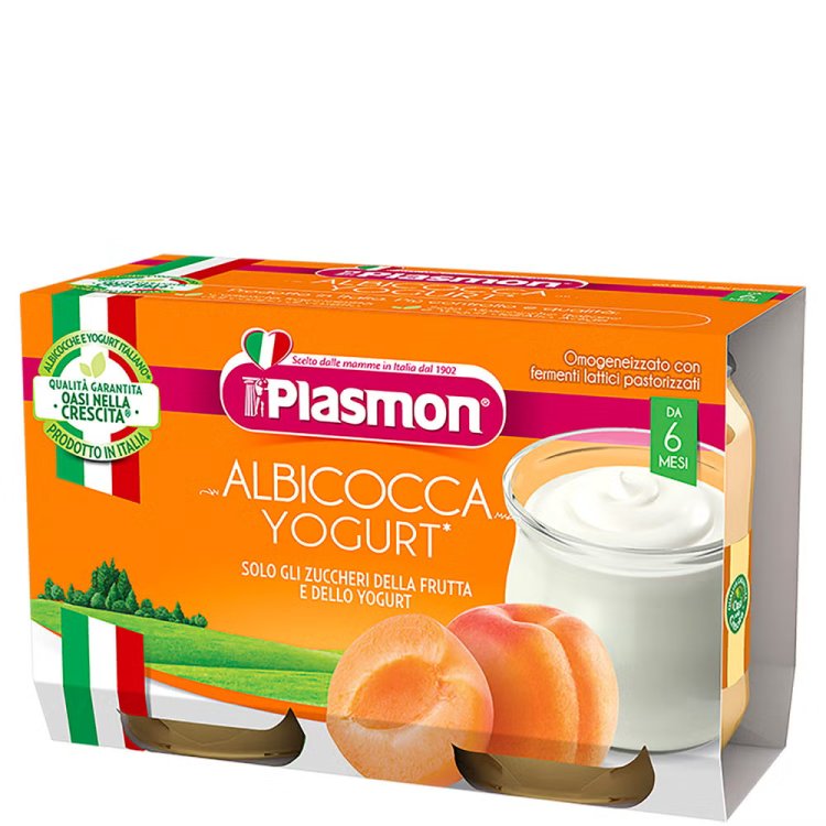 Plasmon Omogeneizzato Yogurt Albicocca Merenda per Bambini 2x120g