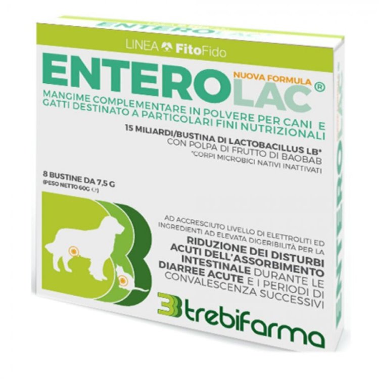 Enterolac Polvere per Cani e Gatti, Disturbi Intestinali, 8 Bustine