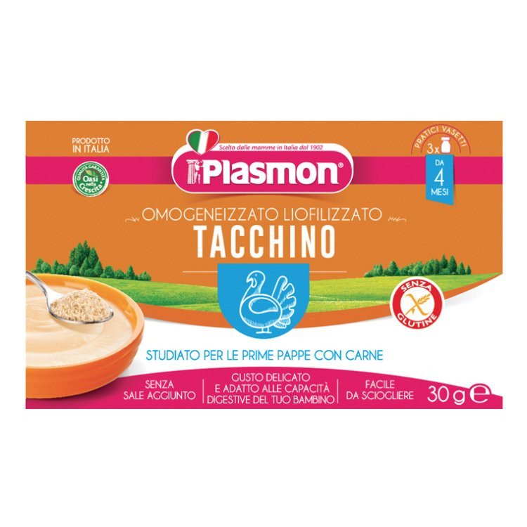Plasmon Liofilizzato Tacchino Primi Mesi Omogeneizzato per Svezzamento, 3 Vasetti
