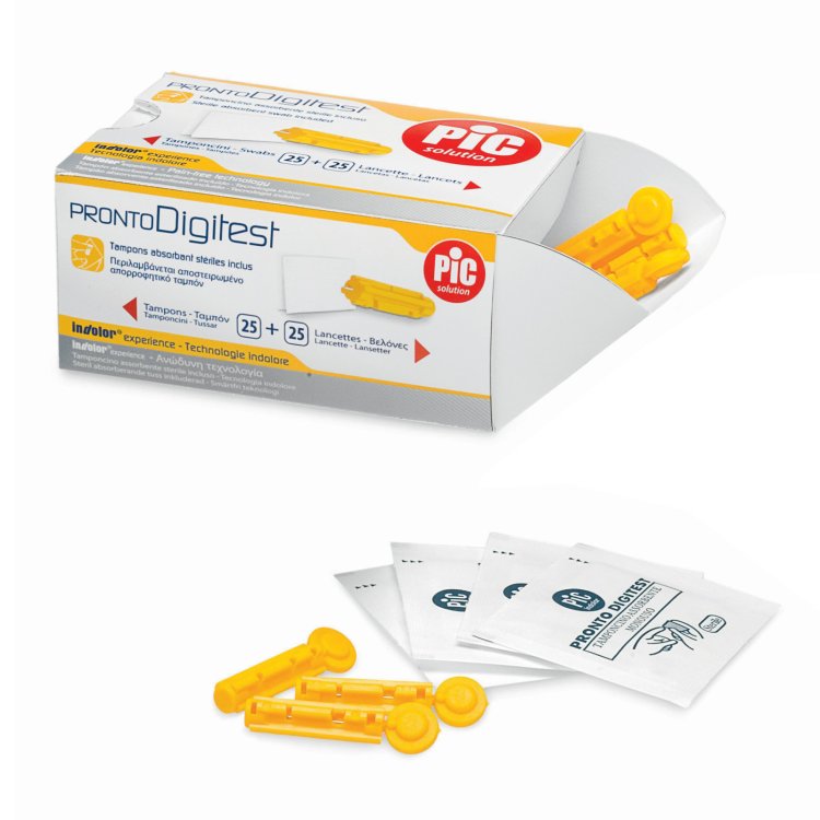 Pic Digitest Lancette Pungidito e Tamponcini Assorbenti 25 Pezzi