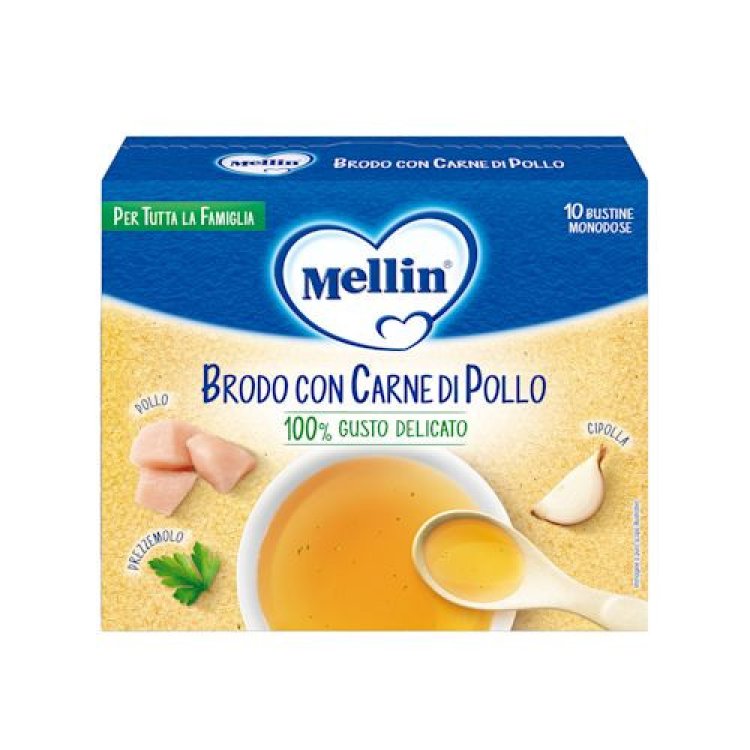Mellin Brodo con Carne di Pollo Solubile per Bambini 10 Bustine