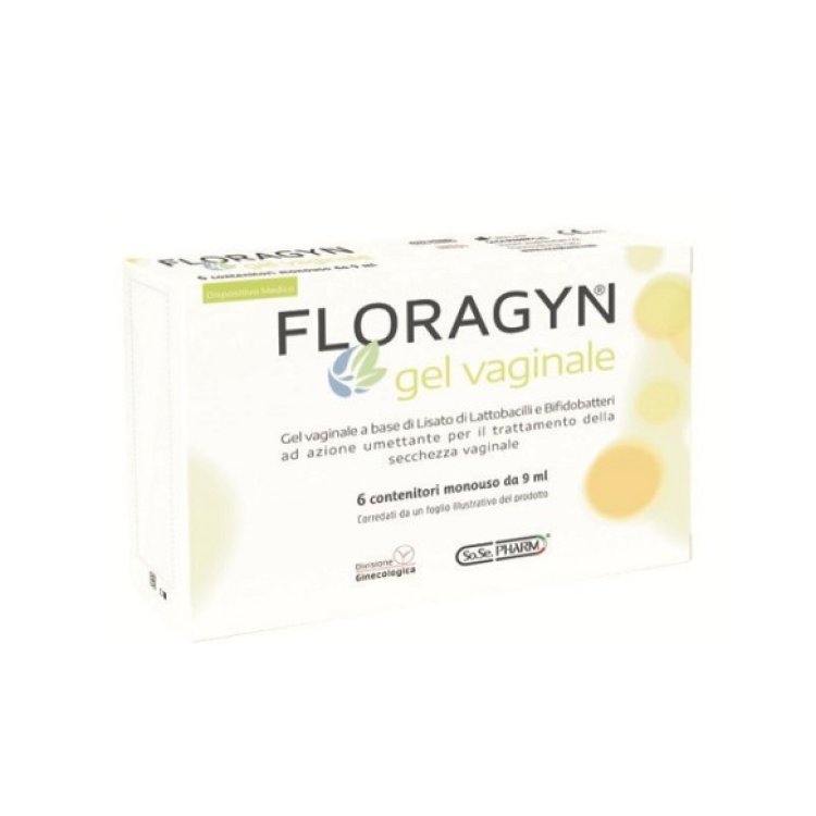 Floragyn Gel Vaginale Monodose per Secchezza Intima, 6 Tubetti da 9 ml