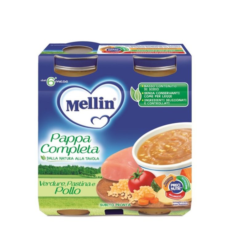 Mellin Pappa Completa Verdure Pastina e Vitello Dal 6&deg; Mese 2x250g