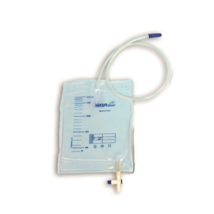 Securmed Sacca Urina da Letto Monouso 2L con Scarico 90cm - 30 Pezzi