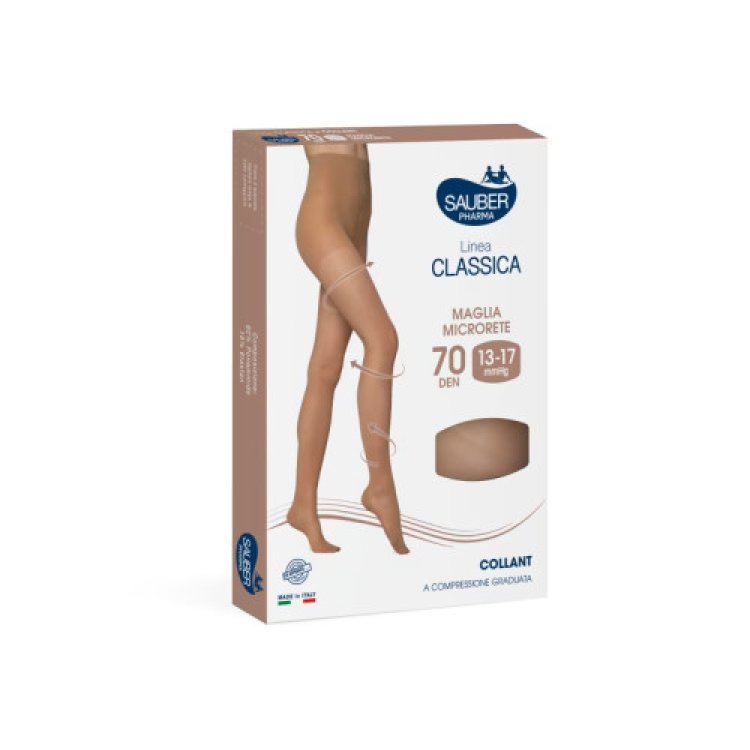 Sauber Linea Classica Collant 70 Denari Microrete Antracite Taglia 2