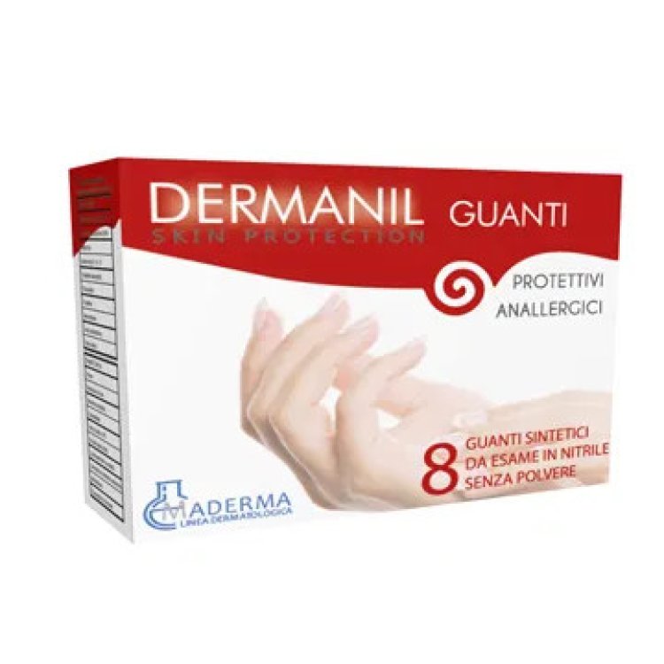 Blufarma Dermanil Guanti Protettivi Anallergici in Nitrile Monouso - 8 Pezzi