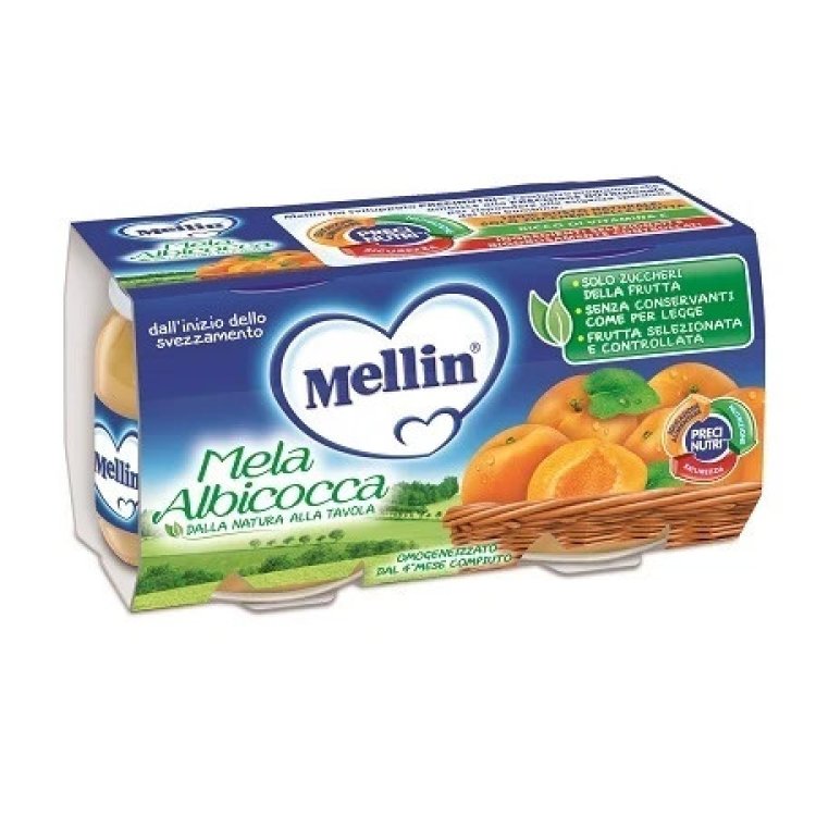 Mellin Omogeneizzato Mela e Albicocca Alimento Infanzia dal 4&deg; Mese - 2x100g
