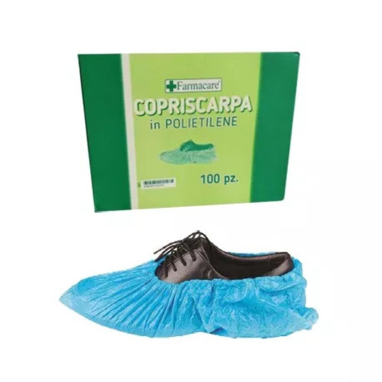 Farmacare Copriscarpe in Polietilene Monouso Blu 100 Pezzi