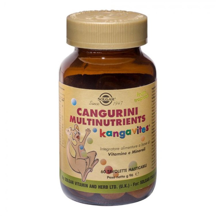 Solgar Cangurini Multinutrients Frutti Tropicali 60 Tavolette Masticabili per Bambini Solgar Cangurini Multinutrients Frutti Tropicali 60 Tavolette Masticabili per Bambini