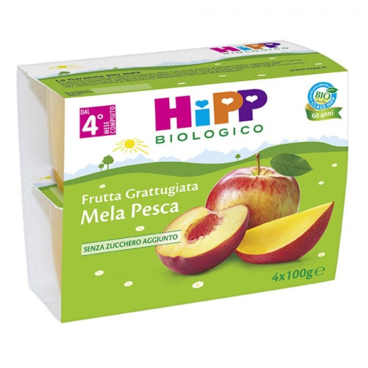 HiPP Bio Merenda Grattugiata Mela e Pesca 4x100g