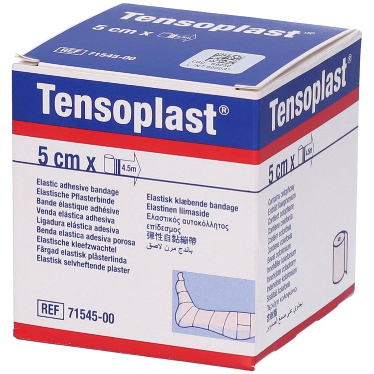 Tensoplast Benda Elastica Adesiva Porosa Supporto Muscolare 4,5m x 5cm