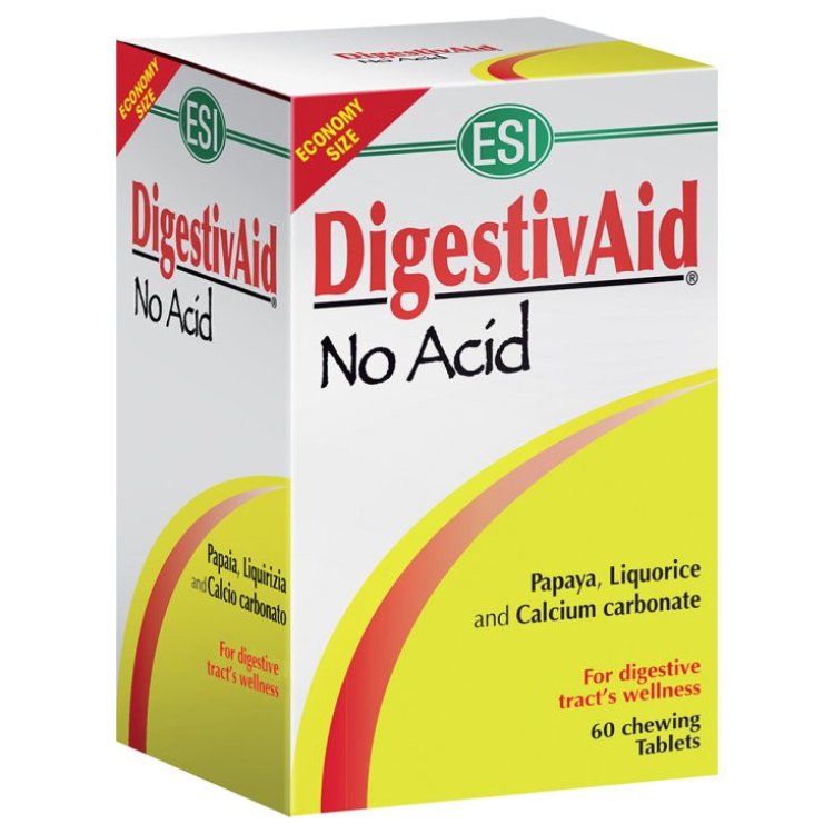 Esi DigestivAid No Acid Integratore per Digestione - 60 Tavolette Masticabili