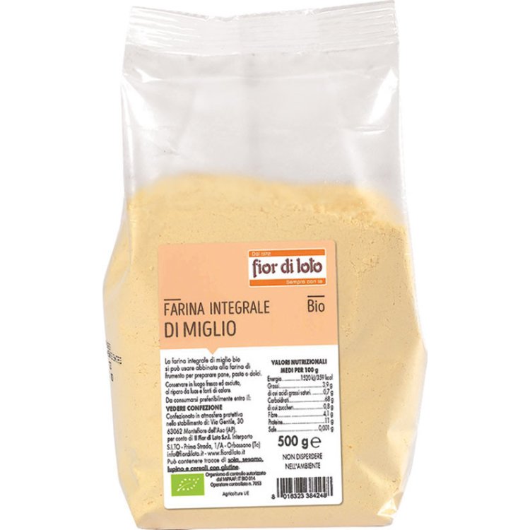 Fior di Loto Farina Integrale di Miglio Biologica Fonte di Fibre 500 g