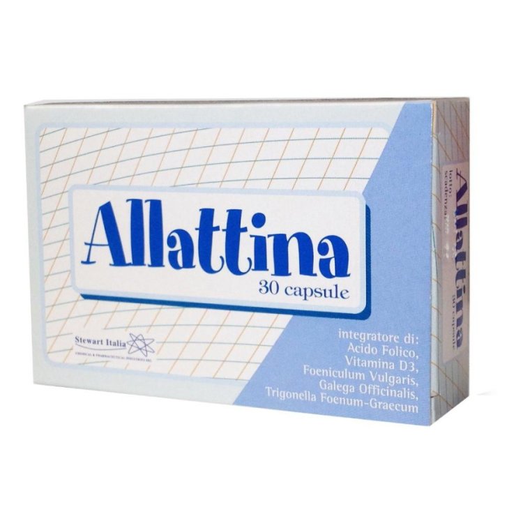 Stewart Italia Allattina Integratore per Allattamento Acido Folico Vitamina D3 30 Capsule