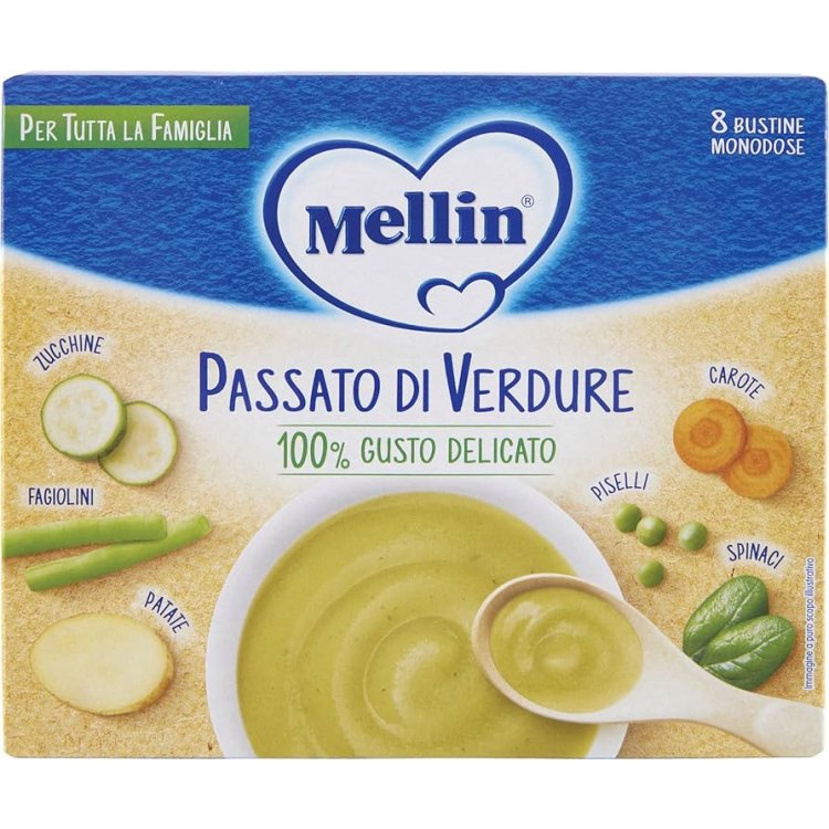 Mellin Passato di Verdure in Bustine Monodose, 8 Pezzi