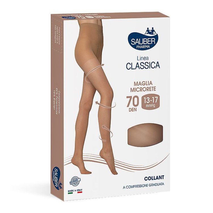 Sauber Classico Collant 70 Denari Maglia Microrete Marrone Bruciato Taglia 4