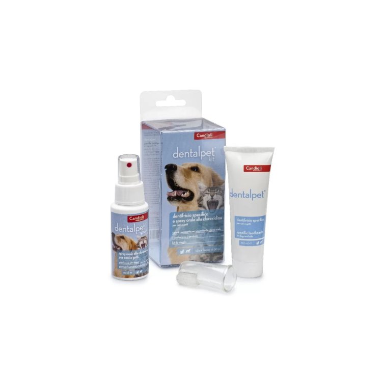Candioli Dentalpet Kit Igiene Orale Cani e Gatti con Dentifricio e Spray